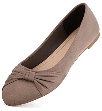 MaxMuxun Bailarina Taupe Elegante Clásica para Vestido Punta Cerrada Plana Mujer Talla 41 EU