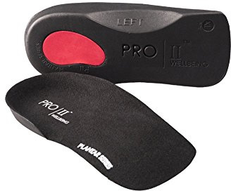 PRO 11 WELLBEING 1 Pair of Slim Fit 3/4 Orthotic Insoles with Heel Pad for Plantar Fasciitis (3/4.5 UK, Black)