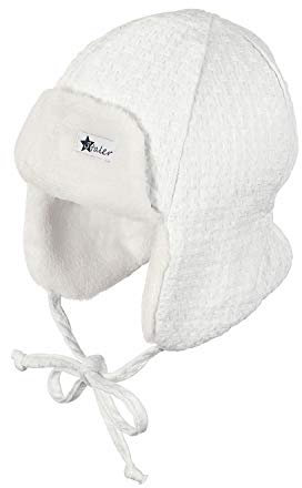 Sterntaler - Mädchen Wintermütze Fliegermütze gefüttert gemusterter Stoff, Ecru - 4601850, Größe 43