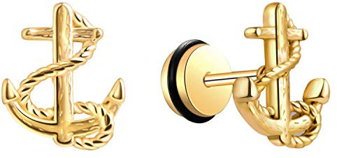 Feilok Ohrstecker mit ANKERN Marine Edelstahl Damen & Herren Ohrringe - glänzende Ohrstecker Ohrschmuck in Silber zum Stecken auch für Kinder Gold