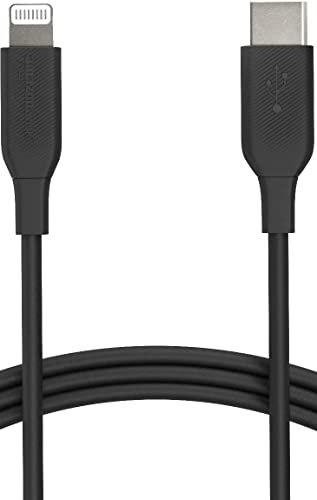 Amazon Basics MFi Certified Fast Charging USB-C to Lightning iPhone Charger Cable, Nylon Braided Cord, Compatible Charger for Apple iPhone 14 13 12 11 X Xs Pro, Pro Max, Plus, iPad, 0.9 m, Black