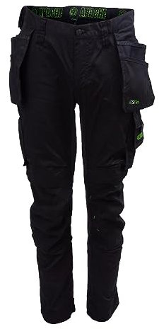 Apache Workwear Bancroft Slim Fit Trouser | Black/Grey Size 31 Leg 32 Waist | Holster Pockets | Twin Velcro Tool Holder | Knee Pad Pockets | 3D Stretch and Cordura Fabric