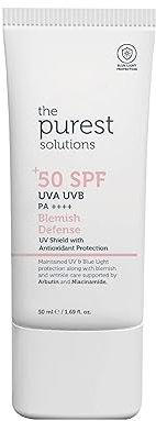 The Purest Solutions Fleckenschutz (UV-Schutzschild mit Antioxidationsmittel SPF 50+) - 8h UVA-Schutz, Arbutin & Niacinamid zur Hauttonanpassung und Feuchtigkeitspflege - Vegan (50 ml)