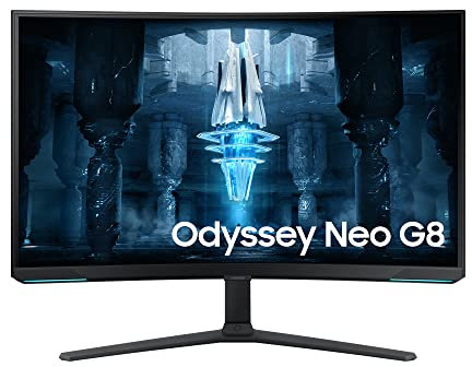 Samsung Odyssey Neo G8 Gaming Monitor S32BG850NU, 32 Zoll, VA-Panel, 4K UHD-Auflösung, AMD FreeSync Premium Pro, 1 ms Reaktionszeit, Bildwiederholrate 240 Hz, Front Schwarz, Rückseite Weiß