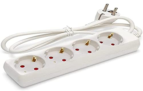 Grenuttag 4 uttag vit förlängningssladd utan brytare med 3G, 1,5 mm² 3 m, tysk vit grenuttag (4 uttag, 1,5 mm² 3M)