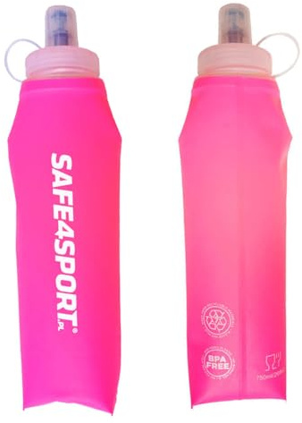SAFE4SPORT Soft Flask 750 ML Rose - Bouteille d'eau Pliable - Bouteille d'eau en TPU Souple - Bouteille de Sport Souple