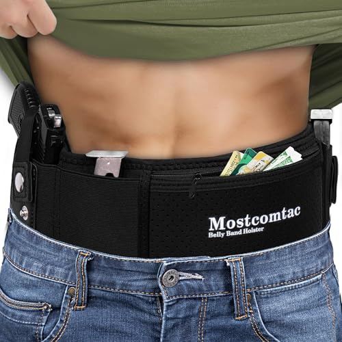 Mostcomtac Belly Band Holster for Men & Women - Gun Holster for Comfortable Carry, Fits Glock 17-43x, Taurus, Ruger LCP, S&W M&P Shield and Most Handguns
