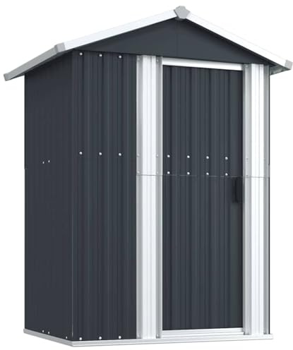 Gecheer Verktygsskjul antracit 126 x 97,5 x 177 cm galvaniserat stål gräsmatta, trädgårdsmodell 316235