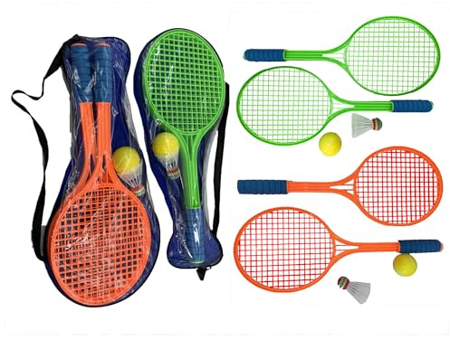 Twin Tennis Racket with Shuttlecock & Ball, 53 x 21 cm