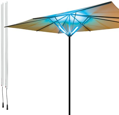 Lume 1 Lume1 Lámpara de sombrilla con mando a distancia, para jardín, 4 tiras LED blancas cálidas de 2700 Kelvin para una iluminación agradable, batería incluida (Smart 2), 11821+11823+11822+11205