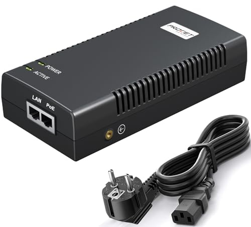 PROCET - Inyector PoE de 90 W 55 V CC Gigabit 10G PoE, IEEE802.3bt PoE++, 0 ℃ a 40 ℃, puertos AC+PoE, protección contra sobretensiones para cámaras IP, AP inalámbrico, IoT