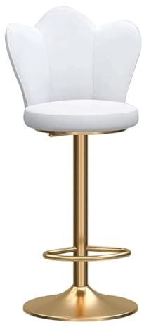 AMYSTY Barhocker Barstuhl Tresenhocker Samthocker Mit Metallbeinen, 360° Drehbar, Höhenverstellbar, Barhocker, Hohe Hocker Mit Rückenlehne Und Fußstütze Barstühle Küchenstühle(White)