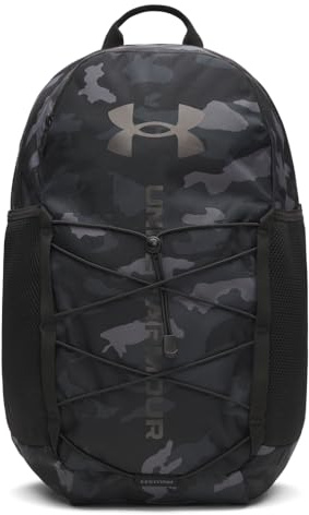Under Armour Unisex Hustle Sport 6.0 Backpack, wasserabweisender Sportrucksack mit Polsterung, bequeme Sporttasche mit vielen Fächern,Black/Black/Metallic Black,OSFM
