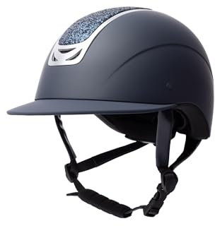 Horze Casco da equitazione da donna con cristalli, CE EN 1384:2023, regolabile, glitter blu, blu, 55/57