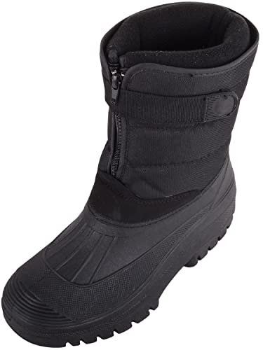 ABSOLUTE FOOTWEAR Botas de nieve térmicas resistentes al agua con cremallera para hombre, Black, 45 EU