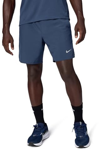 Nike Challenger DV9359-437 Dri-Fit Short de Course doublé pour Homme, Bleu foncé/argenté réfléchissant, Taille S