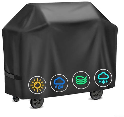 Bebykilemi Housse de protection robuste en tissu Oxford 420D pour barbecue avec cordon élastique résistant aux intempéries Noir 132 x 66 x 110 cm