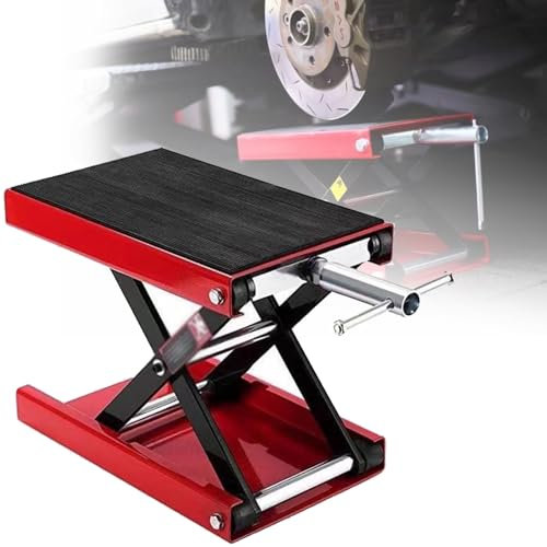 XCSCUK Sollevatore per motociclette, martinetto a Forbice in Acciaio per motociclette, Staffa Rinforzata a Forma di X, cavalletto di Riparazione Regolabile in Altezza, per ATV