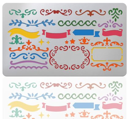 UNICRAFTALE Horisontell etikettkant metall stencil kant rostfritt stål mall fotoalbum schablon återanvändbar skärform ritning schabloner verktygsmall för gör-det-själv dekorativ prägling papperskort