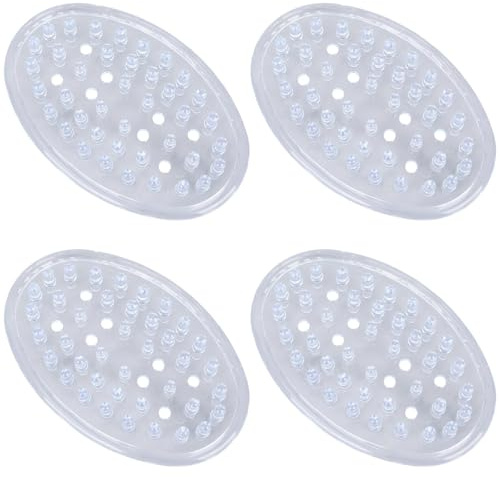 4pcs Clear Plastic Soap Dish, Self Draining Bar Soap Saver Holder Tray with Holes PVC Container for Bathroom Counter Shower Kitchen