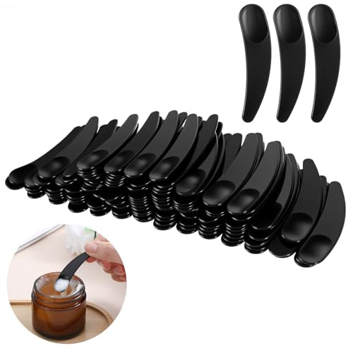 guduling 200pcs Spatula for Skincare, Black Cosmetic Spatulas, Mini Spatula For Cosmetics, Skin Care Facial Cream Mask Spatulas for Mixing and Sampling