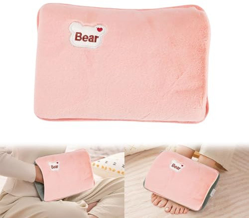Borsa Acqua Calda Elettric, Borsa Acqua Calda Elettrica Con Morbida Fodera in Peluche Lunga Durata Risparmia Elettricità, per Acqua Calda, Spegnimento Automatico, Borsa Vuota, Rosa