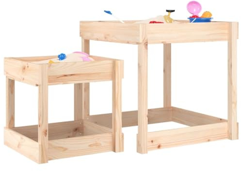 Generico Tavoli Sabbiere 2 pz in Legno Massello di Pino,Giochi e Giocattoli,Attrezzatura Gioco per esterni-825051