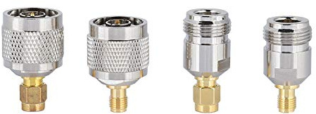 FAUOSWUK 4 ST SMA Till N-adapterkontakter, Premium RF-koaxialkontakter för Externa Wi-Fi-radioantenner, Guldpläterat Mässingsmaterial, 50 Ohm