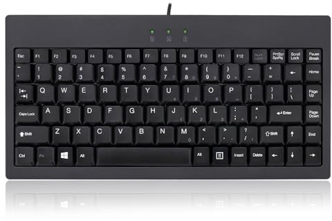 Adesso AKB-110B Mini Keyboard - Compact 87-Key Membrane Keyboard with LED Indicators and Space-Saving Design - USB/PS2 Connection - Compatible with Windows OS (Black)