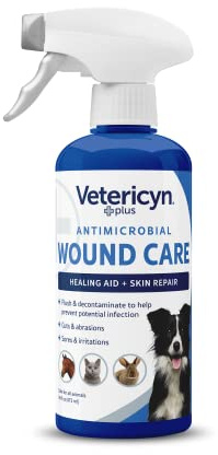 Vetericyn Plus Dog Wound Care Spray | Healing Aid and Skin Repair, Clean Wounds, Relieve Dog Skin Allergies, Safe for All Animals. 16 ounces