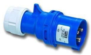 PCE CEE-Stecker 32A 3-polig 6h IP44/IP54 Shark I Industriestecker 32A I Kraftstromstecker 32A mit Schraubanschluss I Schlagfestes PA6-Gehäuse Blau I Feuchtraumstecker