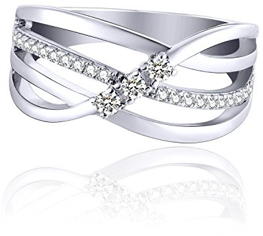 JO WISDOM Damen ring breit silber 925 mit 3A Zirkonia Verlobungsring,Schmuck für Frauen
