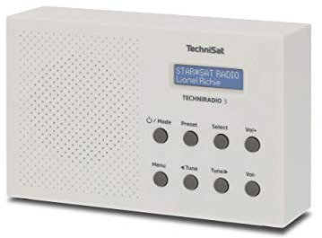 TechniSat TECHNIRADIO 3 - tragbares DAB Radio (DAB+, UKW, Lautsprecher, Kopfhöreranschluss, zweizeiliges Display, Wecker, Tastensteuerung, klein, 1 Watt RMS) weiß