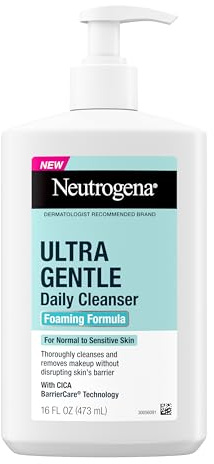 Neutrogena Ultra Gentle Daily Facial Cleansing for Sensitive Skin, Oil-Free, Soap-Free, Hypoallergenic and Non-Comedogenic Foaming Face Wash for Removing Dirt, Makeup and Impurities, 450 ml