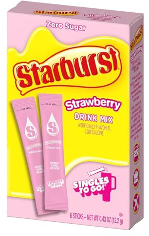 Starburst All Pink Strawberry Flavour Sugar Free Singles to Go Drink Mix 6 Sachets 12.2g