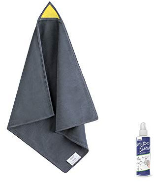 loukin Whiteboard-Reinigungstuch, Magnetisch, trocken abwischbar, für Klassenzimmer, Zuhause und Büro, wiederverwendbar und waschbar, Grau, 30,5x30,5 cm, inklusive 100 ml Whiteboard-Reiniger, 1 Stück