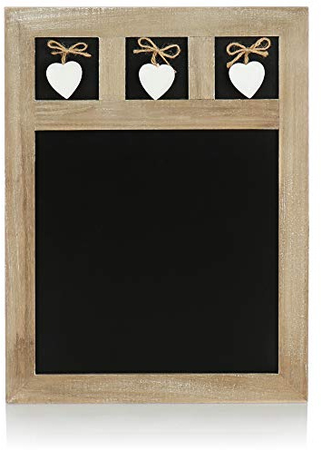com-four® Tablero de Notas en Estilo Rústico - Pizarra de Tiza - Pizarra para la Cocina y el Hogar de Madera con Corazones Decorativos, 40 x 30 cm (01 pieza - 40 x 30 cm)