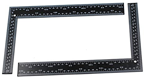 Chiloskit Équerre de charpentier en forme de L - En acier inoxydable trempé - Noire - Pour couper, couper et mesurer avec précision