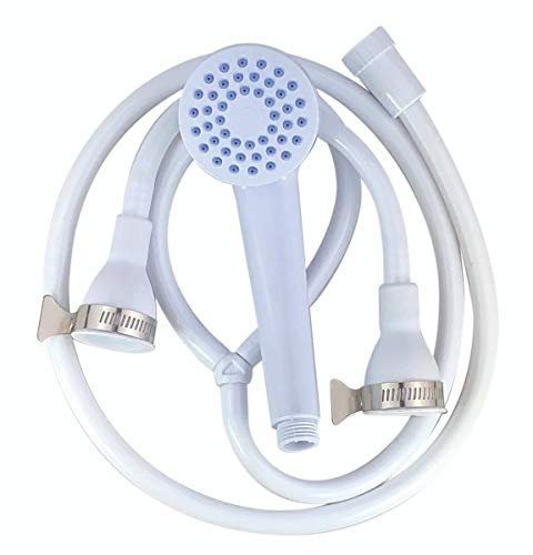 Double Tap Shower Head with Clamps - Bath Sink Shower Attachment for Bath Taps Shower Head Hose Spray Hair Dresser Pet Push On Mixer - for Round taps up to 2cm in Diameter 1.5-1.7m with Clamps