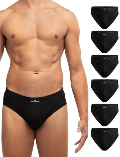 DANISH ENDURANCE Slips Homme en Coton Doux, Classiques et Extensibles, sans Étiquette, Lot de 6, Noir, 4XL