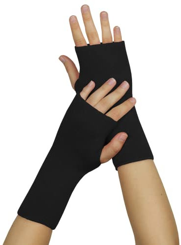 banora Armstulpen/Pulswärmer mit Daumenloch für Damen und Herren in der Naturqualität mit Schurwolle und Seide (Gr. 1, Farbe: schwarz)