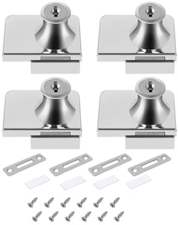 Serrures de Vitrine, 4 Pièces Glass Cabinet Vitrine pour Portes en Verre 5-8 mm, Serrure de Porte en Verre pour Maison et Magasins
