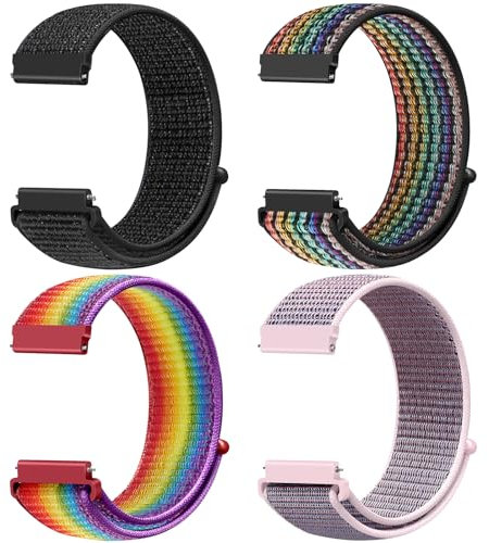 Runostrich Quick Release Nylon Watch Strap 18mm 19mm 20mm 22mm 24mm, Nylon Sport Loop Bands Replacement Strap Women Men, 4pcs