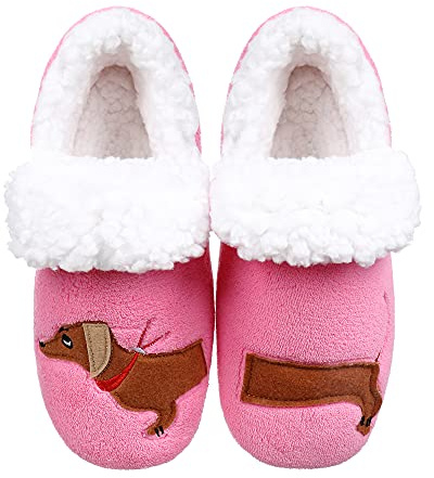 ZYZX Chaussons en forme d'animal pour femme avec semelles antidérapantes en peluche thermique douce et amusante avec doublure en polaire antidérapante, 024lcg, 37/38 EU