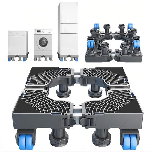 Base Lavadora EXTRA FUERTE, Base para Lavadora con 8 Patas Regulables, Soporte para Electrodomésticos Pesados, Carga 450 kg [Clase de eficiencia energética A+++]