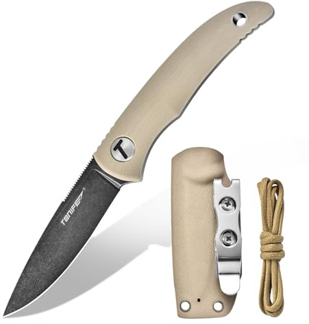 TONIFE Nova Full Tang Coltello da Caccia Campeggio a Lama Fissa 6,8cm con Guaina Kydex Regolabile Facile Portabile con Cordino in Paracord per Outdoor, Sopravvivenza e Bushcraft