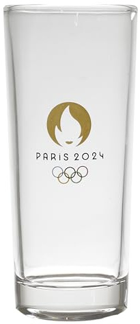 PARIS 2024, CJO4400, Lot de 3 Verres Tubo Paris 2024 20 cl, Produit Officiel sous Licence, Design moderne, Idéal pour cocktail, Parfait la Maison, Les Restaurants, Les Fêtes, Lavable au Lave-vaisselle