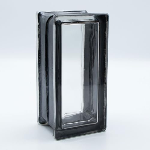Design Glasbaustein Vollsicht Reflex schwarz, Halbstein 19x9x8 cm - 10 Stück