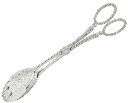 Pinces à Pain de Style Arabe Rétro, Pinces de Service Vintage, Pelle à Gâteau à Tête Ronde, Idéales pour les Pâtes, les Salades et les Desserts (SILVER)