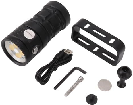Dykficklampa, 100 M, 18 000 Lm, 6 000 K, IPX8, Vattentät, Laddningsbar Via USB, LED Dyklampa, Ficklampa med 3 Ljuskällor